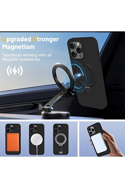 m.tk moveteck Apple iPhone 14 Pro Max Kılıf Magsafe Halkalı Extra Standlı içi Kadife Yumuşak Renkli Silikon Kapak