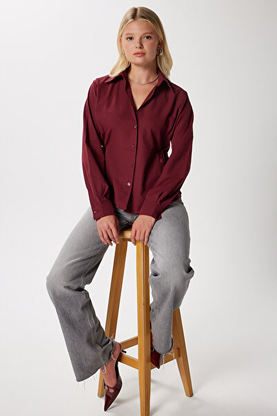 Ritnice Women's Adrian Side Tie Detail Burgundy Shirt