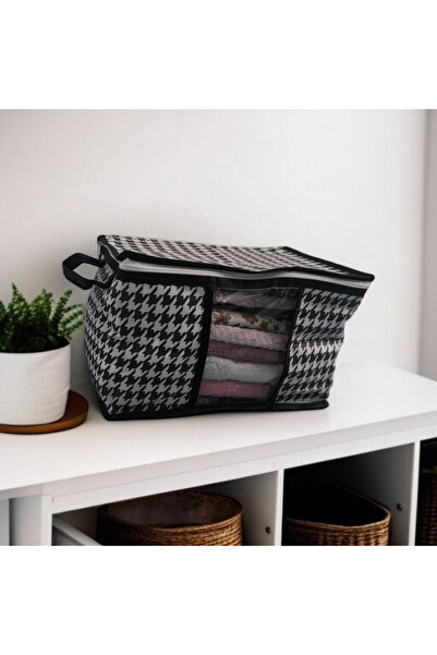 Miraç 3-Piece Black Windowed Socks Drawer Organizer 34X22X22