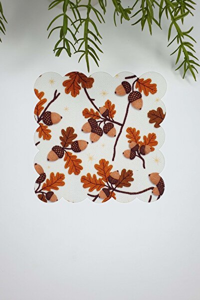 decofav 3D Acorn Pattern Laser Cut Digital Printed Cocktail Napkin 1 Piece