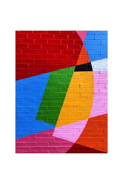 OEM Tablou Canvas Premium, Abstract perete caramida colorat rosu portocaliu r...