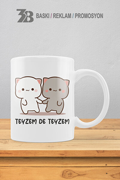 3B BASKI REKLAM PROMOSYON Cute Kittens Series''My Aunt Too My Aunt'' Porcelain Mug