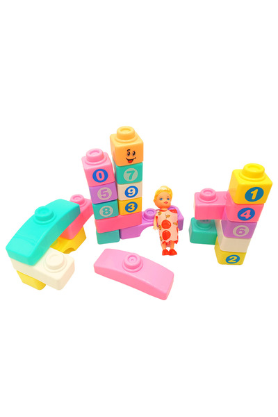 LUDIRO Building Set with Number Cubes and Girl Figurine, Multicolor, 23 Pieces, +3 years