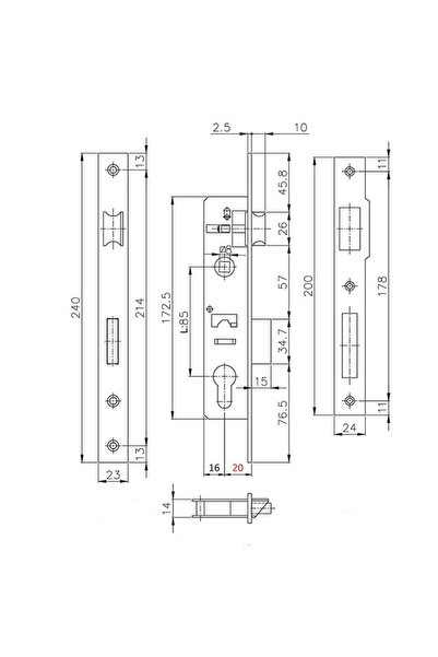 SOLIDON Broasca ingropata Novo, tamplarie aluminiu, cu limba, backset 20mm, interax 85mm