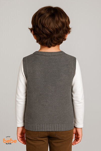 Trend Bebe Butik Erkek Çocuk Örgü Yelek, Düğmeli Kışlık Hırka Modelleri Okul, Günlük Kullanımı İçin Triko Süveter
