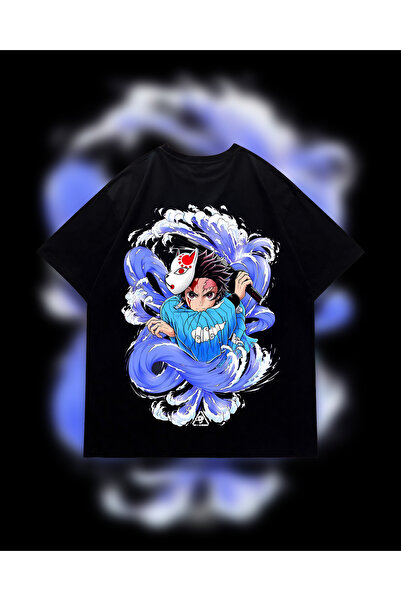 EZ Design تي شيرت كبير الحجم بتصميم مطبوع من Anime Tanjiro