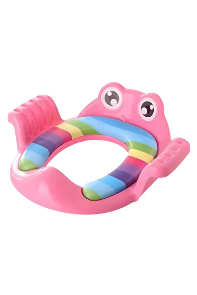 LUDIRO Παιδικό Κάλυμμα Τουαλέτας, Ροζ Βάτραχος, με Πλαϊνές Λαβές και Πολύχρωμ...