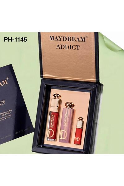 MAYDREAM طقم روج سائل + مرطب شفايف+جلوس