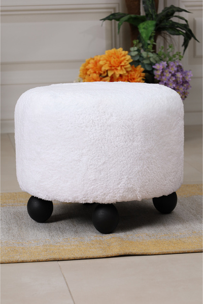 PUFMANYA POLO X-LARGE 45 X 45 CM DOĞAL AHŞAP GÜRGEN AYAKLI YUMUŞACIK PELUŞ PU...