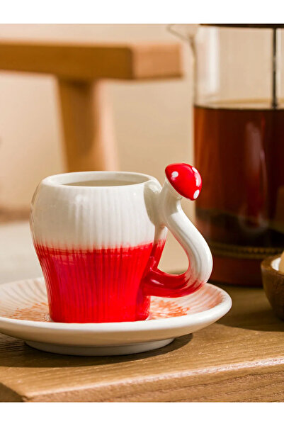 LC Waikiki Lcw Home Ceramic Coffee Cup with Red Mushroom Figure