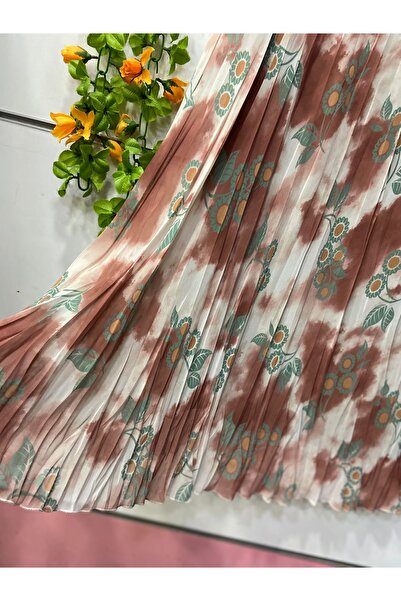 edu collection Patterned Chiffon Bell Skirt with Lining