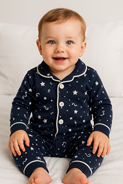 GizaKids Εποχιακές παιδικές πιτζάμες με μακρυμάνικο κουμπιά από 100% βαμβάκι