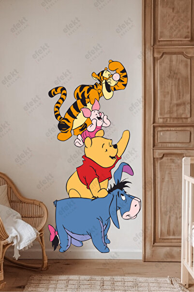 efekt reklam Cute Cheerful Friends Children's Room Wall Adhesive Sticker Set