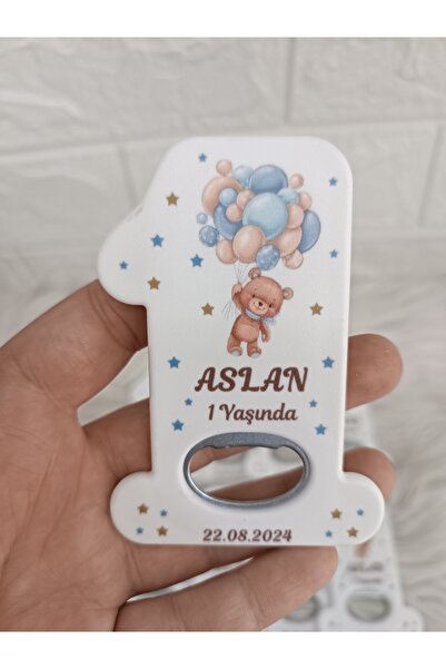 Doğrukan Hediyelik 10 adet mavi balonlu ayıcıklı doğum günü 1 rakam açacak ma...