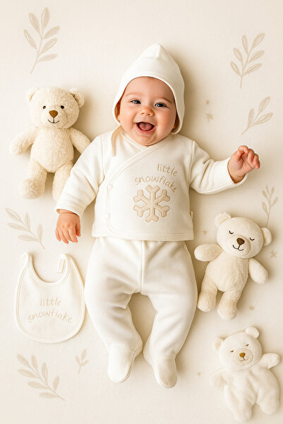 Ozz Baby Boy Baby Newborn 0-3 Months Snow White Themed Velvet 7-Piece Hospital Release Zibin Set (Boxed Product)