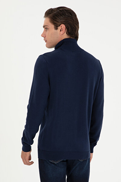 U.S. Polo Assn. Men's Navy Sweater with High Collar and Embroidered Logo