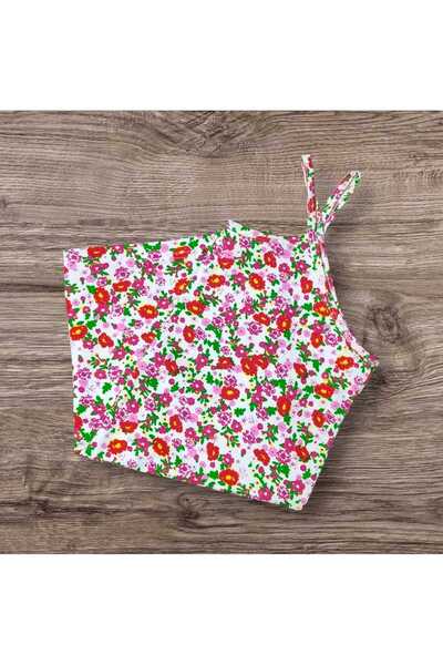 ESTA STORE White and Red Rose Patterned Tank Top with String Straps