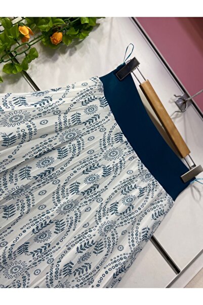 edu collection Patterned Chiffon Bell Skirt with Lining