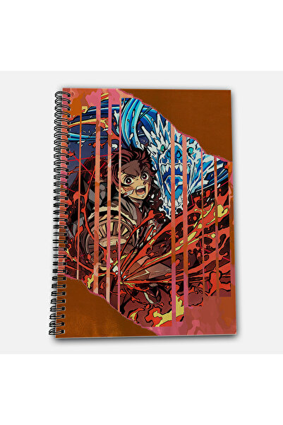 Define Moyas Demon Slayer Tanjiro Striped A4 School Notebook 72 Sheets Model 1