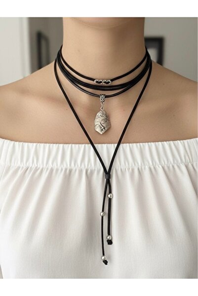 DENİZ TASARIM çoklu kolye yüz objeli