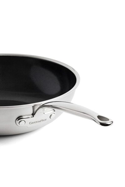 Greenpan Premiere 30 cm Wok Pan – 3-Layer Stainless Steel, Evershine ™   Technology
