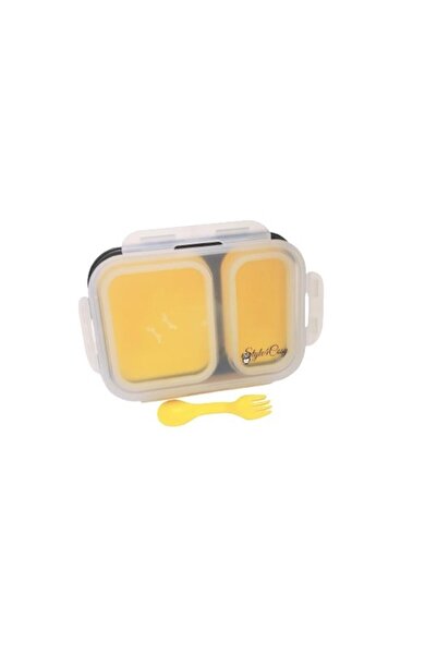 Style4Cosy Foldable Silicone Lunch Box Clip&Close Airtight Seal with Fork Spoon,