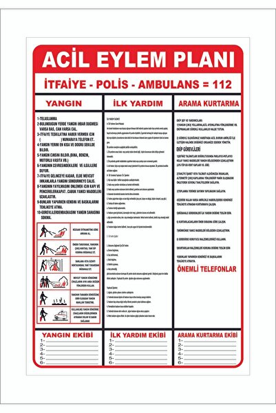 ünalgrup ACİL EYLEM PLANI LEVHASI 35*25 Cm