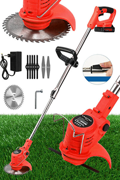 CRAFTERTOOLS 21 V Çift Akülü Teleskopik Kol Çalı Ot Çim Biçme Makinesi & Şarj...
