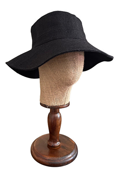 Sofist İstanbul Pălărie naturală din iută neagră Pălărie de vară pentru femei...