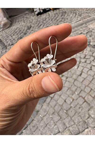 hayaltasari Çiçek Montürlü Tasarımlı Gümüş Küpe 925 Ayar