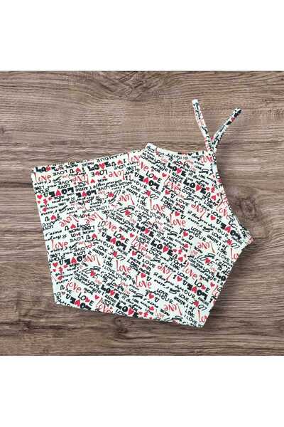 ESTA STORE Tricou alb cu bretele, cu textul „love” scris în negru