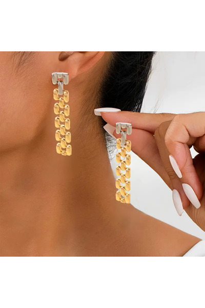 SEVAS GOLD أقراط نسائية ذات تصميم خاص بلونين