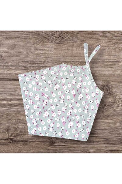 ESTA STORE Gray and White Floral Patterned Tank Top with Straps