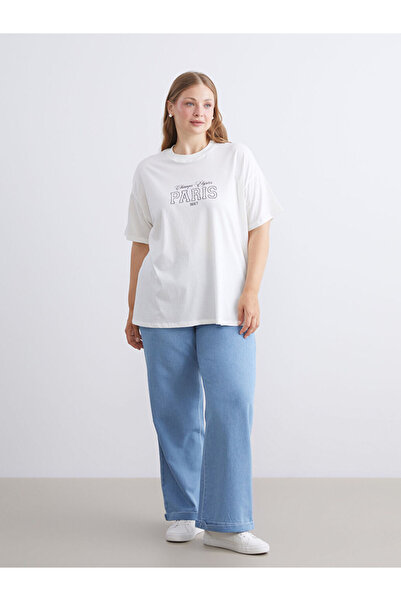 LC Waikiki Ecru Crew Neck Paris Printed Women's T-Shirt