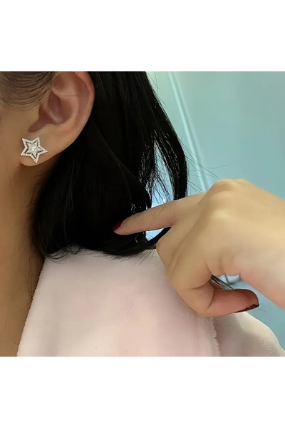 SEVAS GOLD White Color Women's Shiny Star Earrings