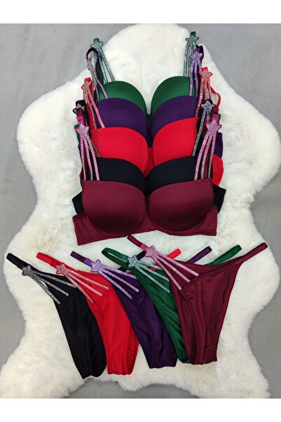 Love Angels Love Angels Women's Padded Bra and Panty Set Underwear Set 5-Piec...