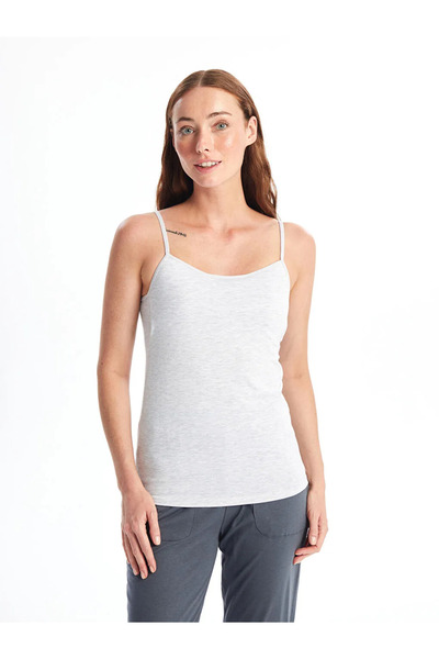 LC Waikiki U Neck Plain Strap Women's Cup Tank Top