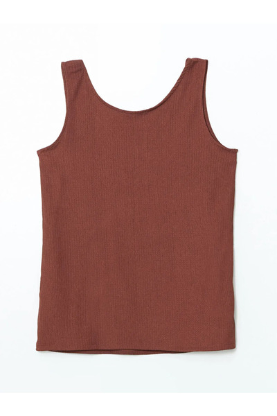 LC Waikiki Brown U-Neck Textured Women's Undershirt