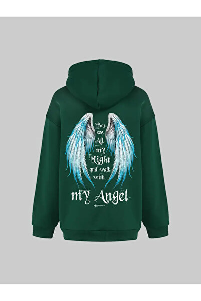 darkopia Унисекс комплект за влюбени двойки с дизайн на демон и ангел на гърба, суитшърт с качулка, 2-компонентен комплект