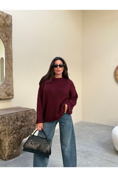 LAMİFUSTORE Balloon Sleeve Oversize Knitwear Sweater