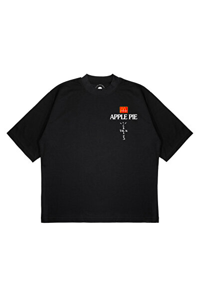 PURE EFFECT Tricou unisex oversize APPLE PIE TRAVIS cu imprimeu Boxy Fit din material gros