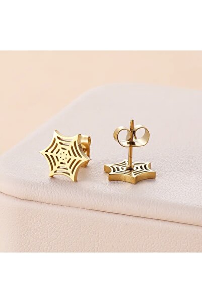 SEVAS GOLD أقراط نسائية على شكل شبكة عنكبوت باللون الذهبي