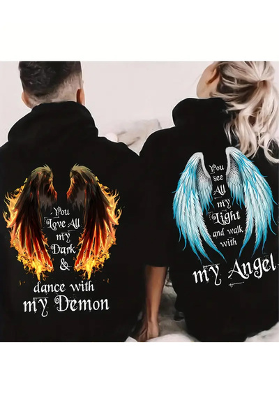 darkopia Unisex komplet za par ljubavnika, kombinacija demona i anđela, dizaj...