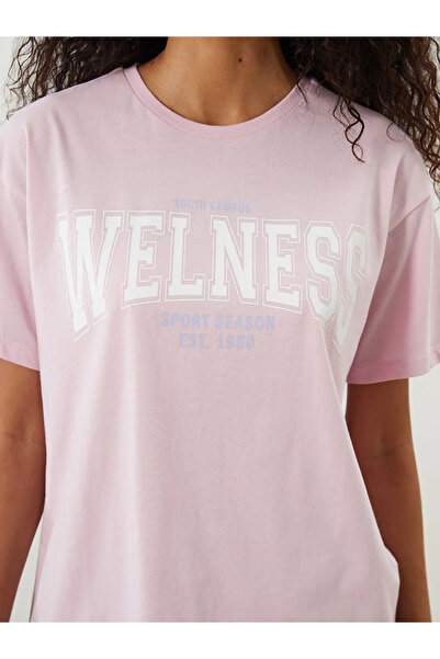 LC Waikiki Bedrucktes Damen-Sport-T-Shirt mit Rundhalsausschnitt