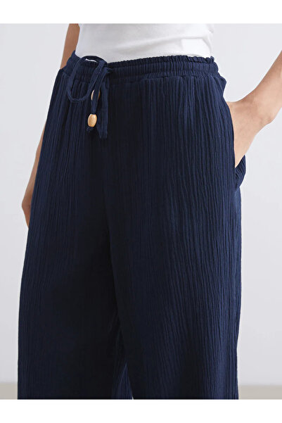 LC Waikiki Elastic Waist Textured Muslin Women's Trousers