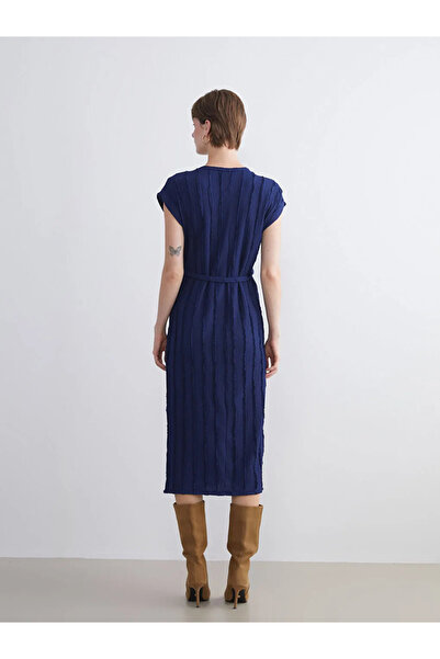 LC Waikiki Bisiklet Yaka Çizgili Elbise