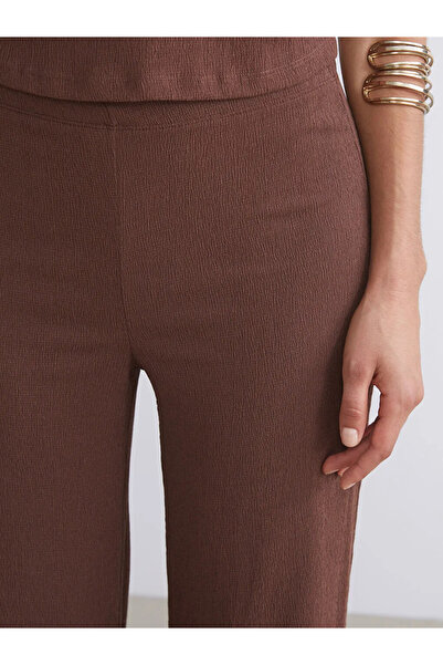 LC Waikiki Elastic Waist Textured Wide Leg Women's Trousers