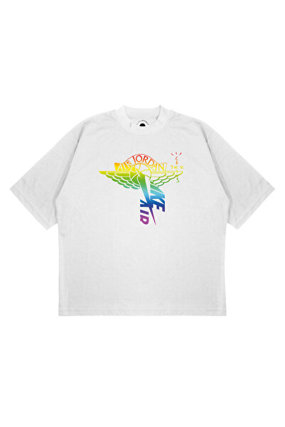 TRAGEDY Unisex Oversize Air Rainbow Printed Boxy Fit Thick Fabric T-Shirt