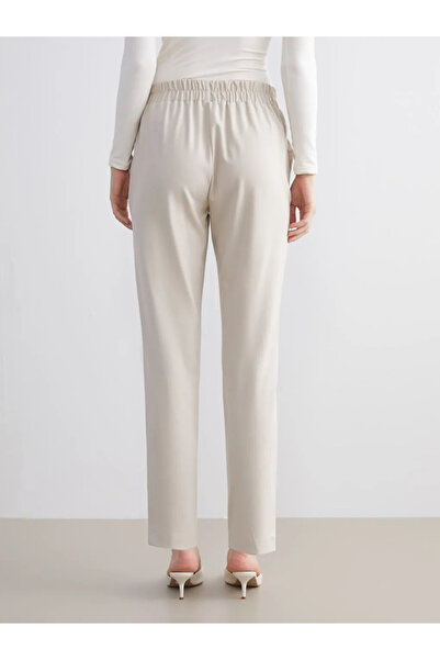 LC Waikiki Beige Plus Size Elastic Waist Women's Cigarette Pants