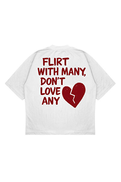 PURE EFFECT Unisex Oversize FLIRT DONT LOVE ANY Μπλουζάκι με στάμπα με χοντρό ύφασμα με χοντρή εφαρμογή